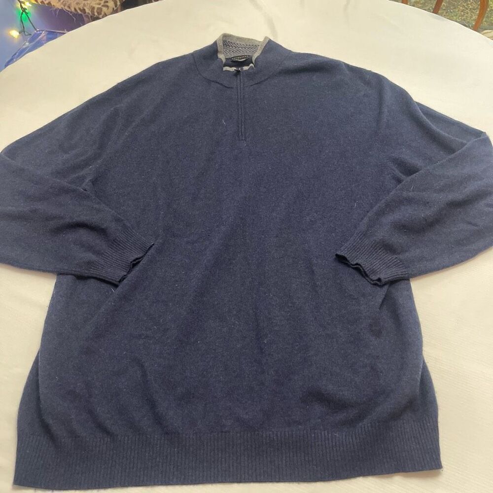 Rochester Men’s Navy Blue 100% Cashmere Sweater Size 2X